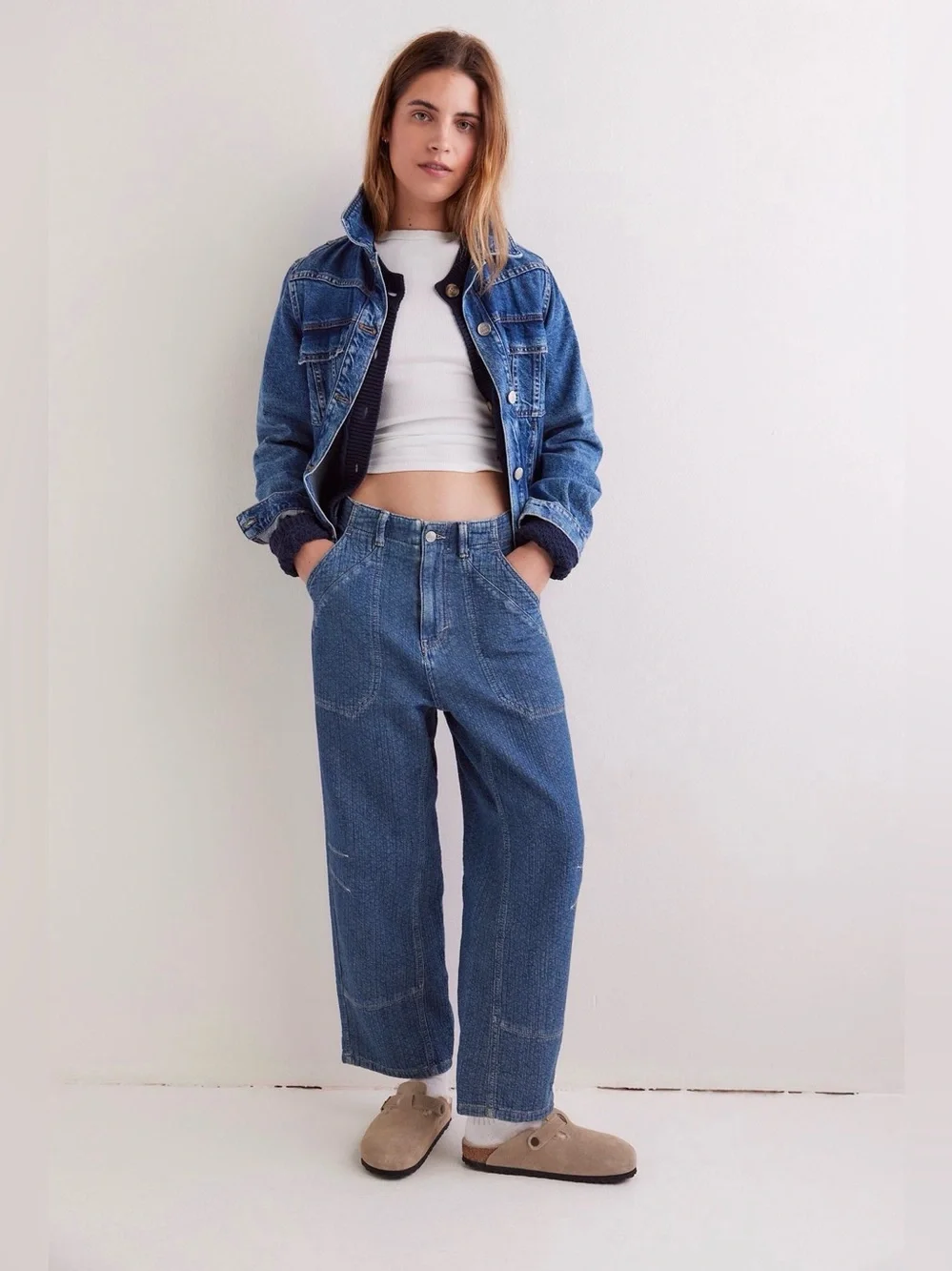 Free People NWOT We the Free  Midnight Voyage Dropped Boyfriend Jeans-M